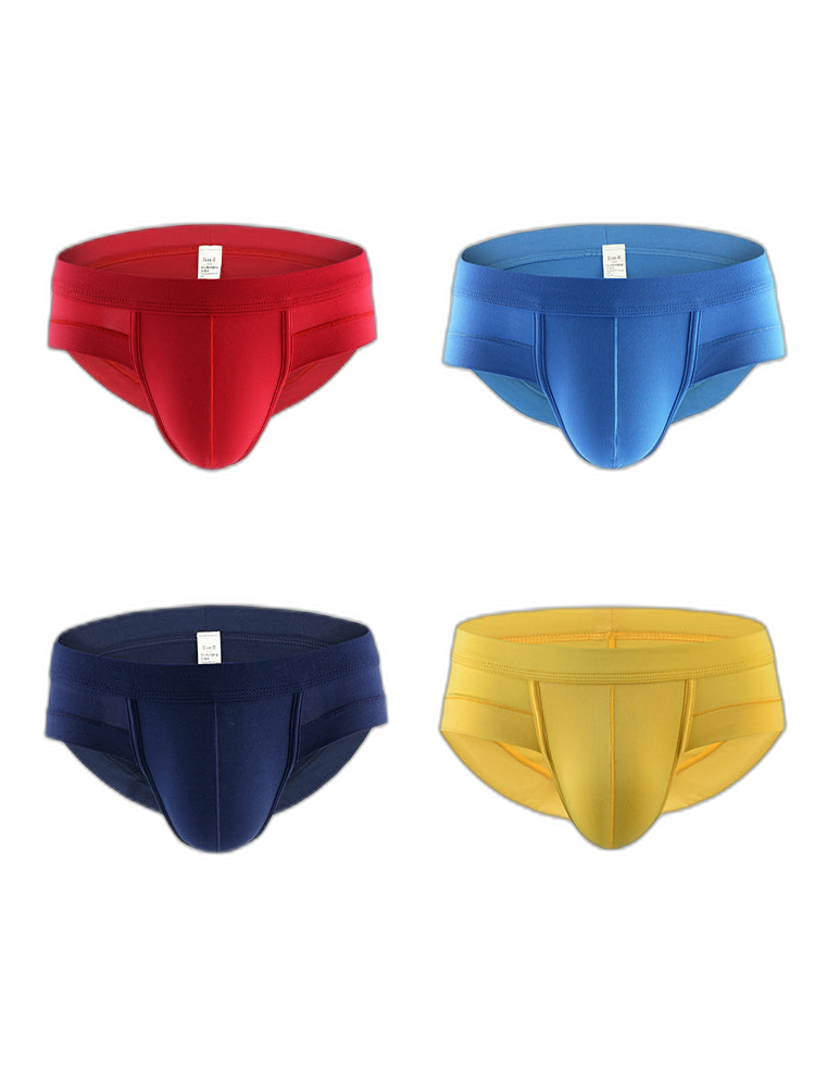 4 Pack Men's Solid Breathable Anti-Pinch Briefs