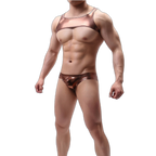 Shiny Harness-Crop Top + Briefs (2 Piece Outfit)
