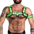 ruff GEAR Bold Leather Bulldog Harness Neon Green
