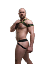 ruff GEAR Leather Bulldog Reflector Harness Black Neon Yellow