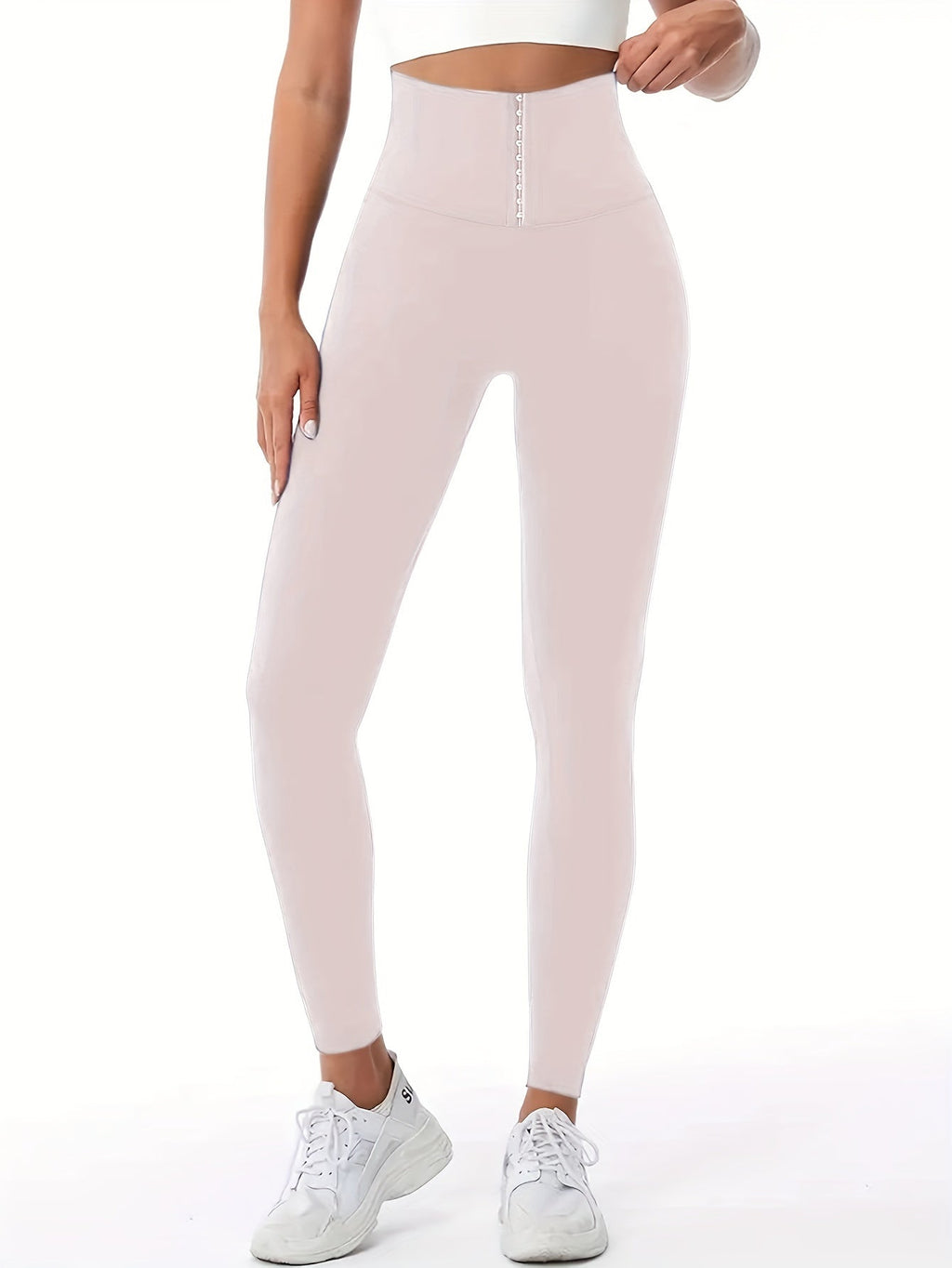 High-Waist Tummy Control Leggings - Butt Lifting Skinny Jeans for Women | Double-Breasted Button Closure