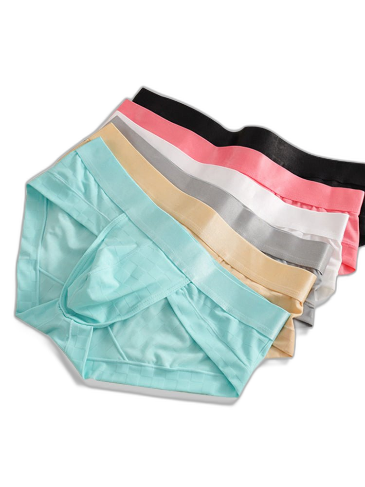 3 Pack Men's Cooling Silktech Briefs - U-Pouch Design & Checkered Antibacterial Lining