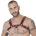 Titus H-Front Leather Chest Harness | Black & Red