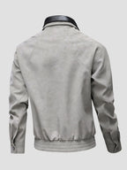 Men's Plus Size Leather Bomber Jacket with Full Zip Front