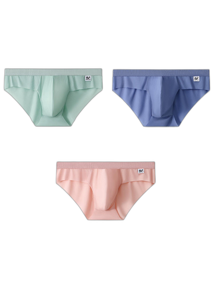 3 Pack Men's Ultra-Thin Breathable Ribbed Ice Silk Briefs