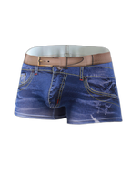 2 Pack Men's Denim Printed Cotton Boxer Briefs
