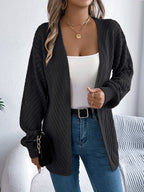Women Casual Solid Color Hollow Out Long Sleeve Cardigan Sweater