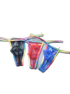 3-pack Men's Sexy Rainbow Transparent Convex Pouch Breathable Thong