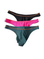 4 Pack Men's Low-Rise Solid Thongs with Reinforced Edging