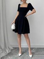 French-style Spring Women's Dress With A Square Neckline Design
