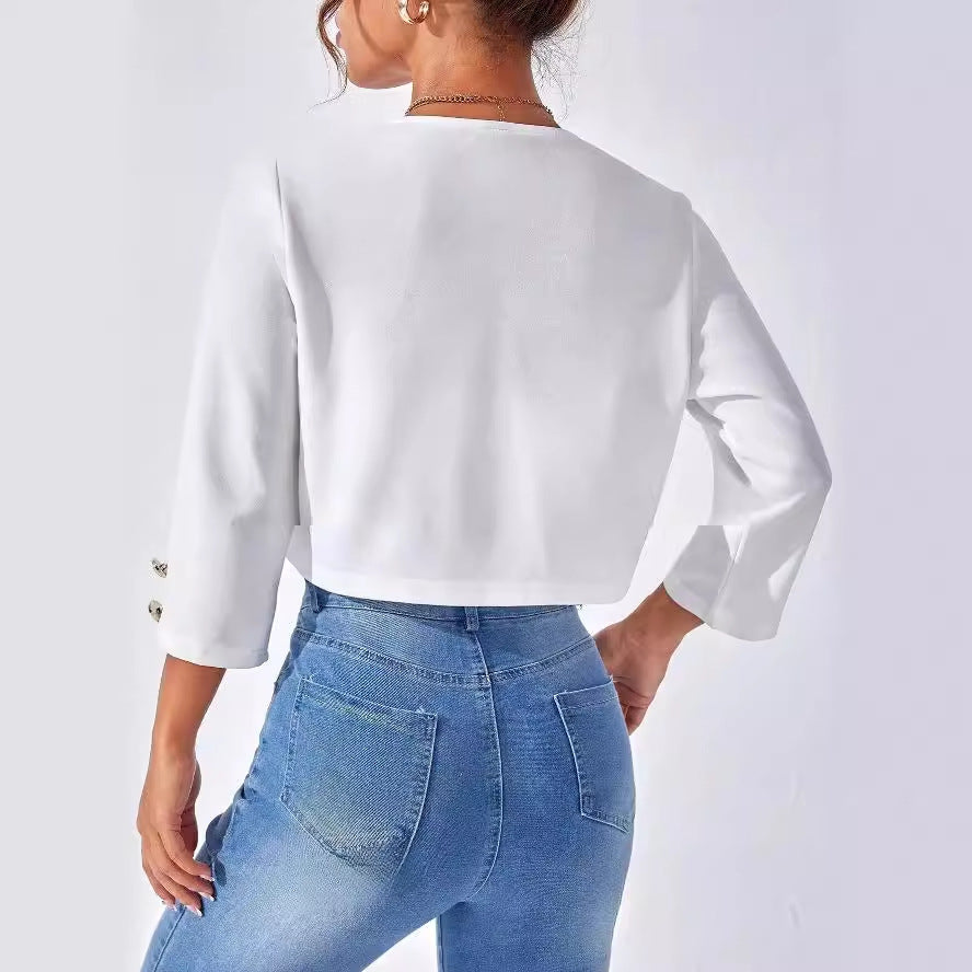Solid Color Slit Bomber Jacket