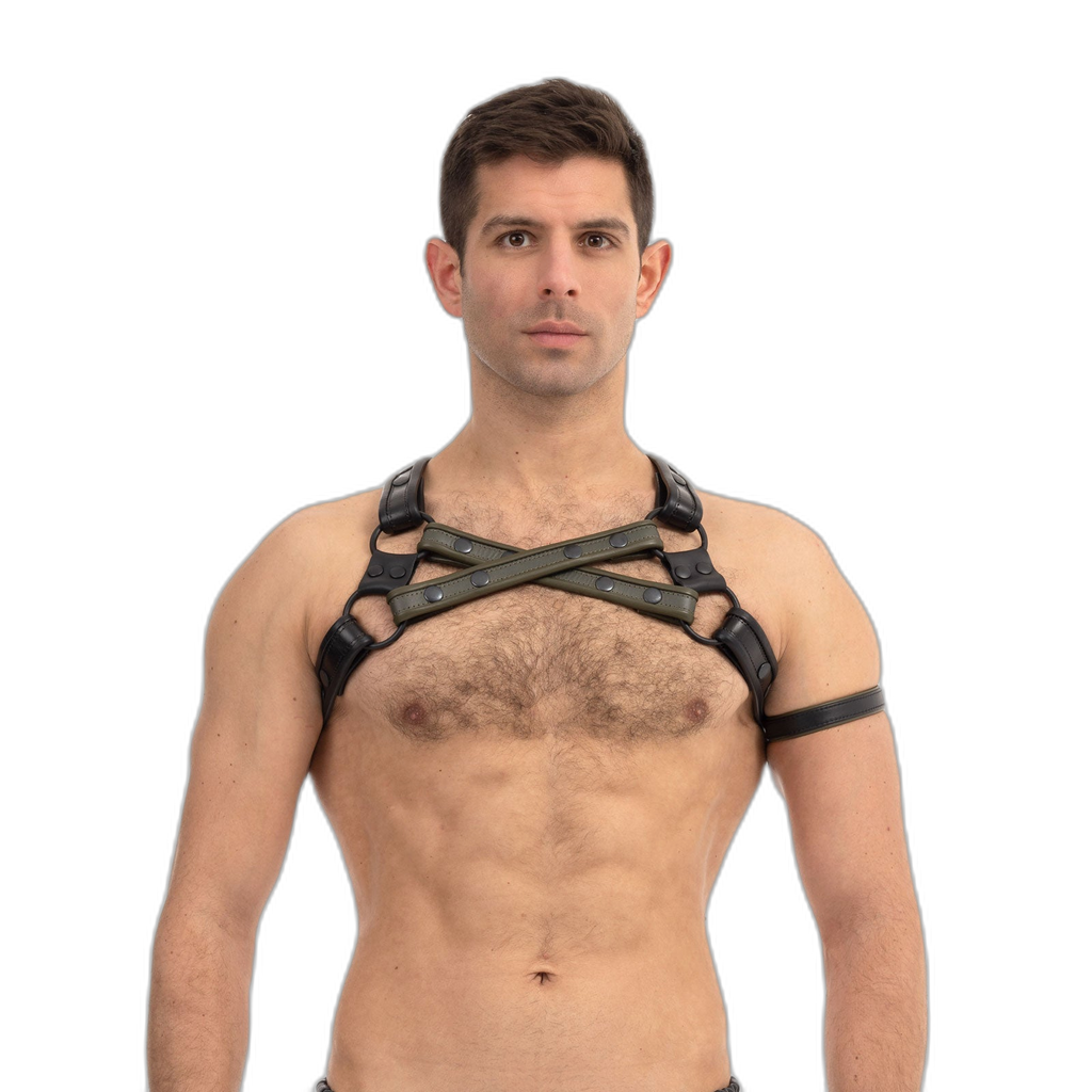 Prowler RED Leather Cross Harness Black Green Small Medium