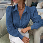 Casual Resort Fashion Hollow-out Long-sleeve Cardigan Blouse