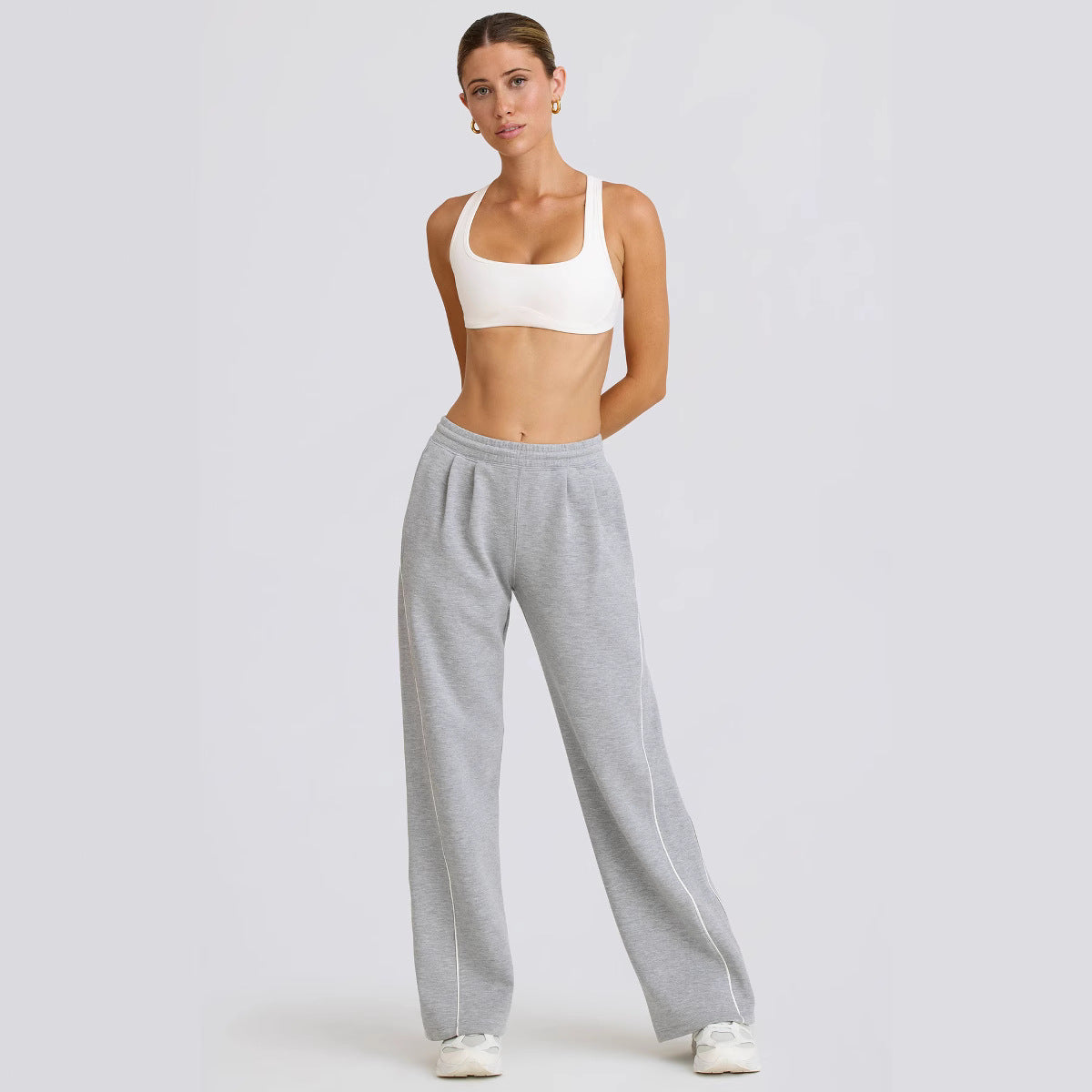 Women's Casual Striped Loose-fitting Fashionable Waist-cinching Wide-leg Pants