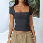 Girls' Square-neck Short-sleeve Tube Top For Women