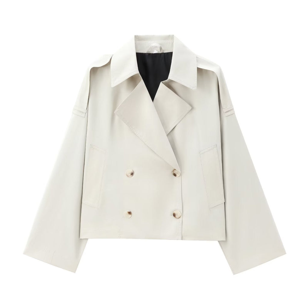 Women's British Style Short Lapel Trench Coat