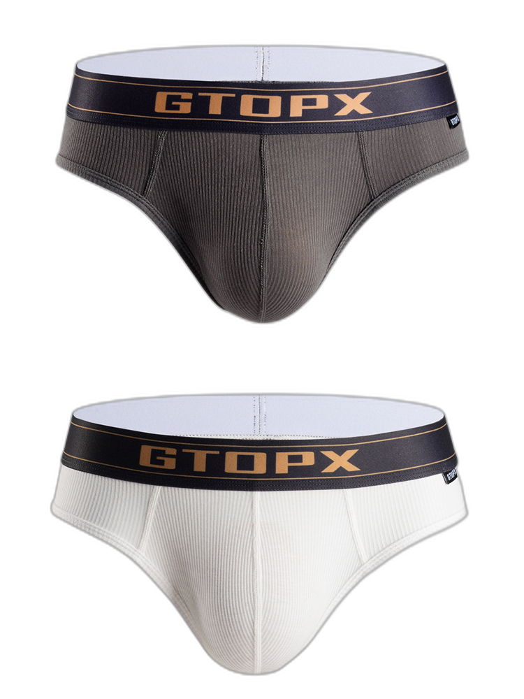 Men's Threaded Fabric U Convex Low-Rise Briefs