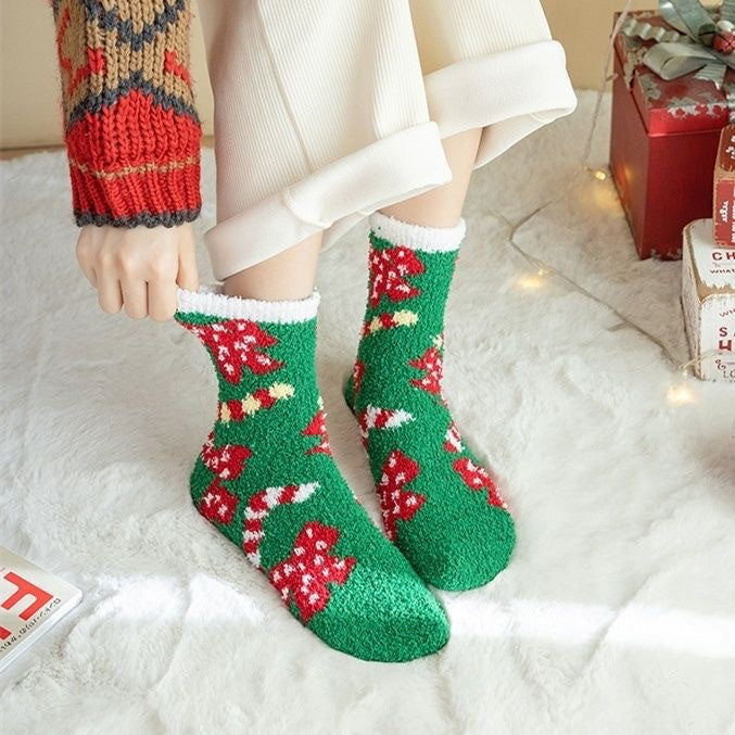 Christmas Gift Stockings New Year Stockings Women's Coral Fleece