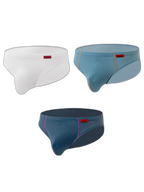 3 Pack Men's Nylon Plaid Lift Hip Briefs Triangle Briefs