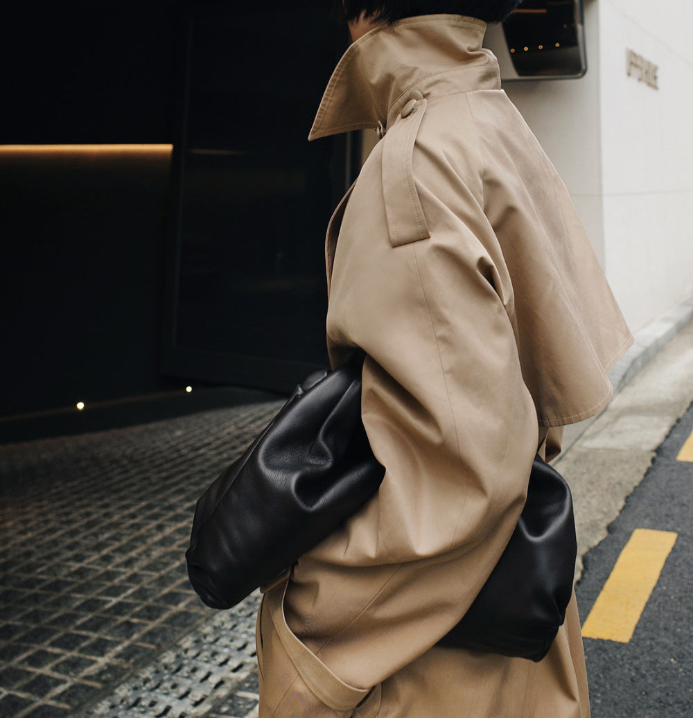 Women's Solid Color Spring And Autumn Korean Style Simple Mid-length Trench Coat
