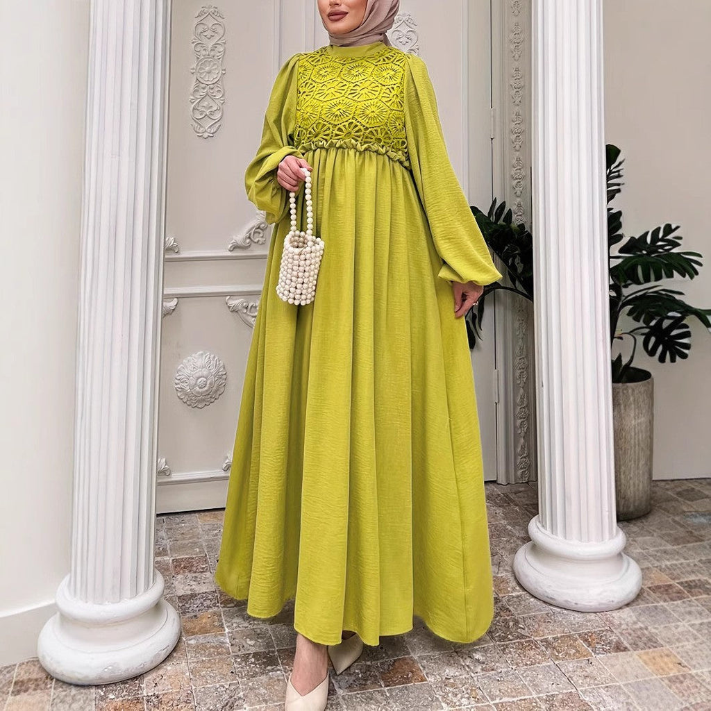 Solid-color Patchwork Fashionable And Elegant Women's Dress