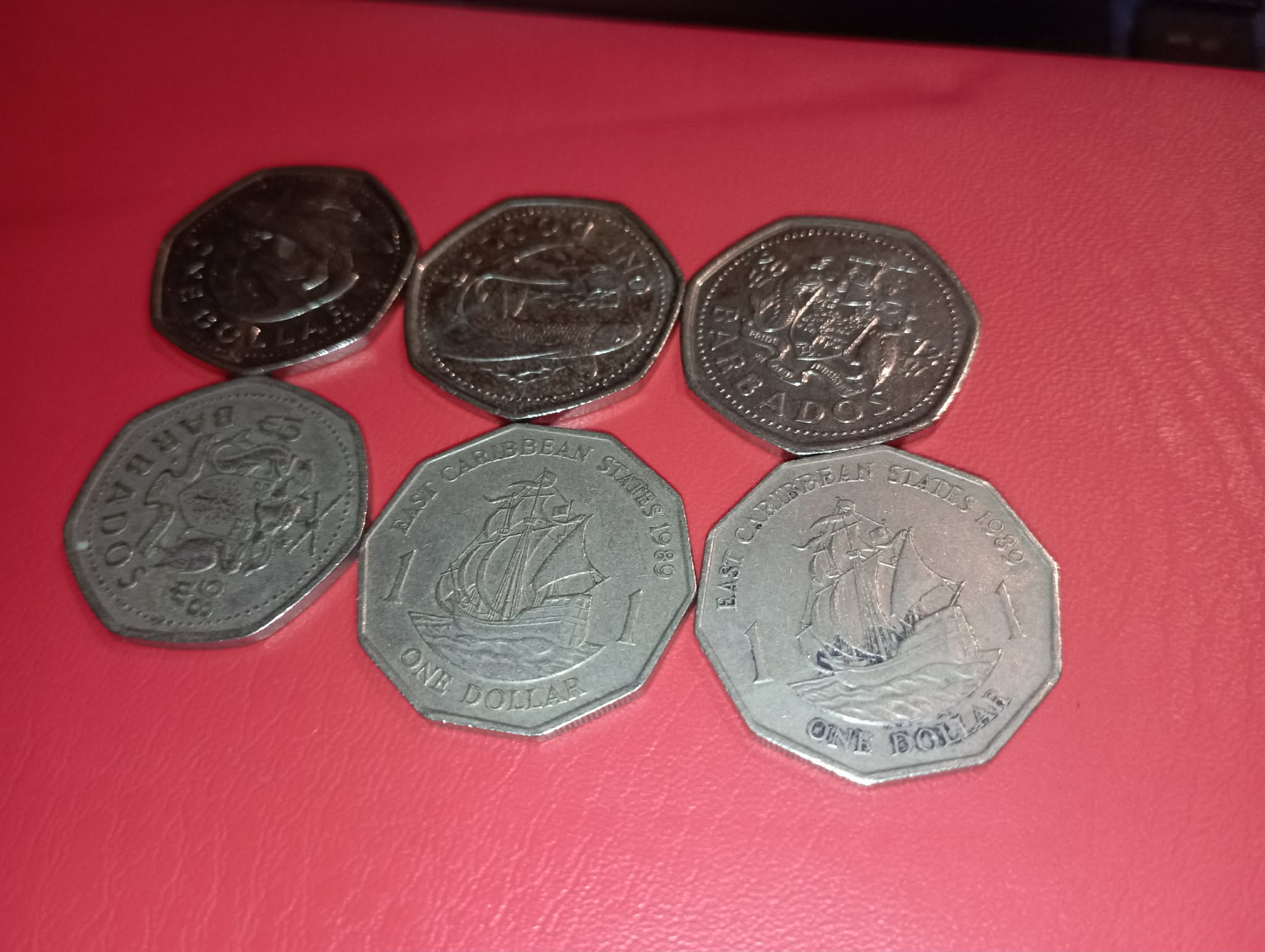 COIN : 6 DIFFERENT COINS - 4 BARBADOS & 2 EAST CARIBBEAN COINS