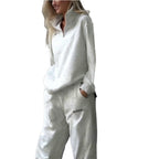 Sports Style Solid Color Long-sleeved Trousers Sweater Suit