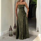 Elegant Vacation Strapless Maxi Dress Floral-print Dress