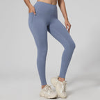 Running Leggings For Fitness Hip-lifting High-waisted With Pockets