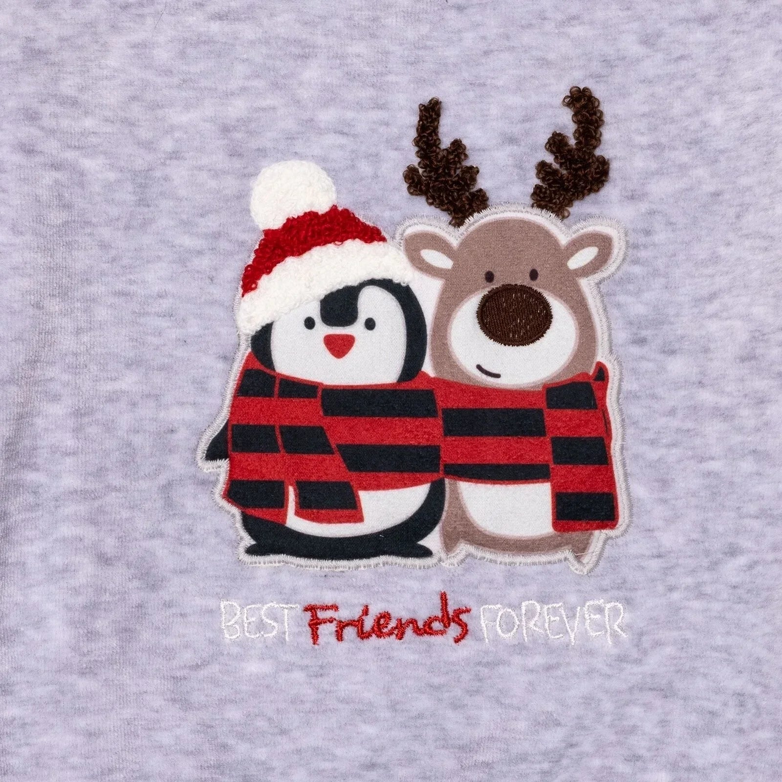 HelloBaby Boys Velvet Pyjama Set Animal with Poppers Christmas Crew Neck Long Leg Long Sleeve - Grey