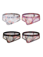 4-pack Men's Lace Print Sheer Mesh Bohemian Boxer Briefs