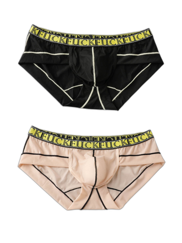 2 Pack Men's Ice-Silk Stretch Sports Briefs with 3D Pouch