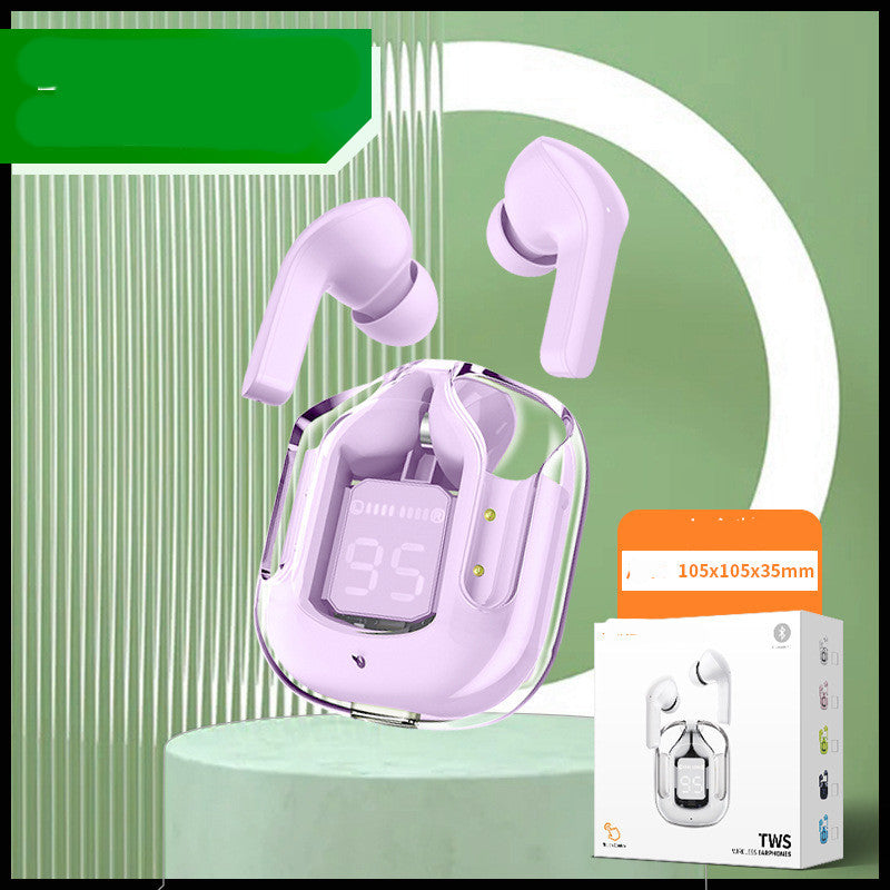 Premium Mini Transparent Wireless Earbuds - Bluetooth 5.3 ENC Noise Cancelling Headphones with Digital Display
