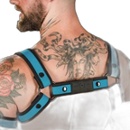 Mr S Leather Neoprene Bulldog Harness | Aqua