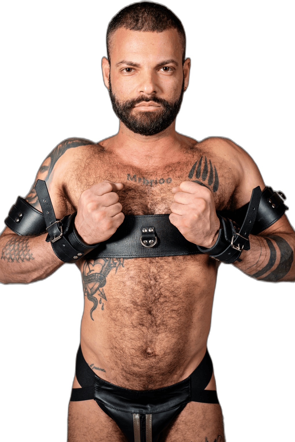 ruff GEAR Leather BOUND Arm Wrist Chest Restraint