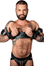 ruff GEAR Leather BOUND Arm Wrist Chest Restraint
