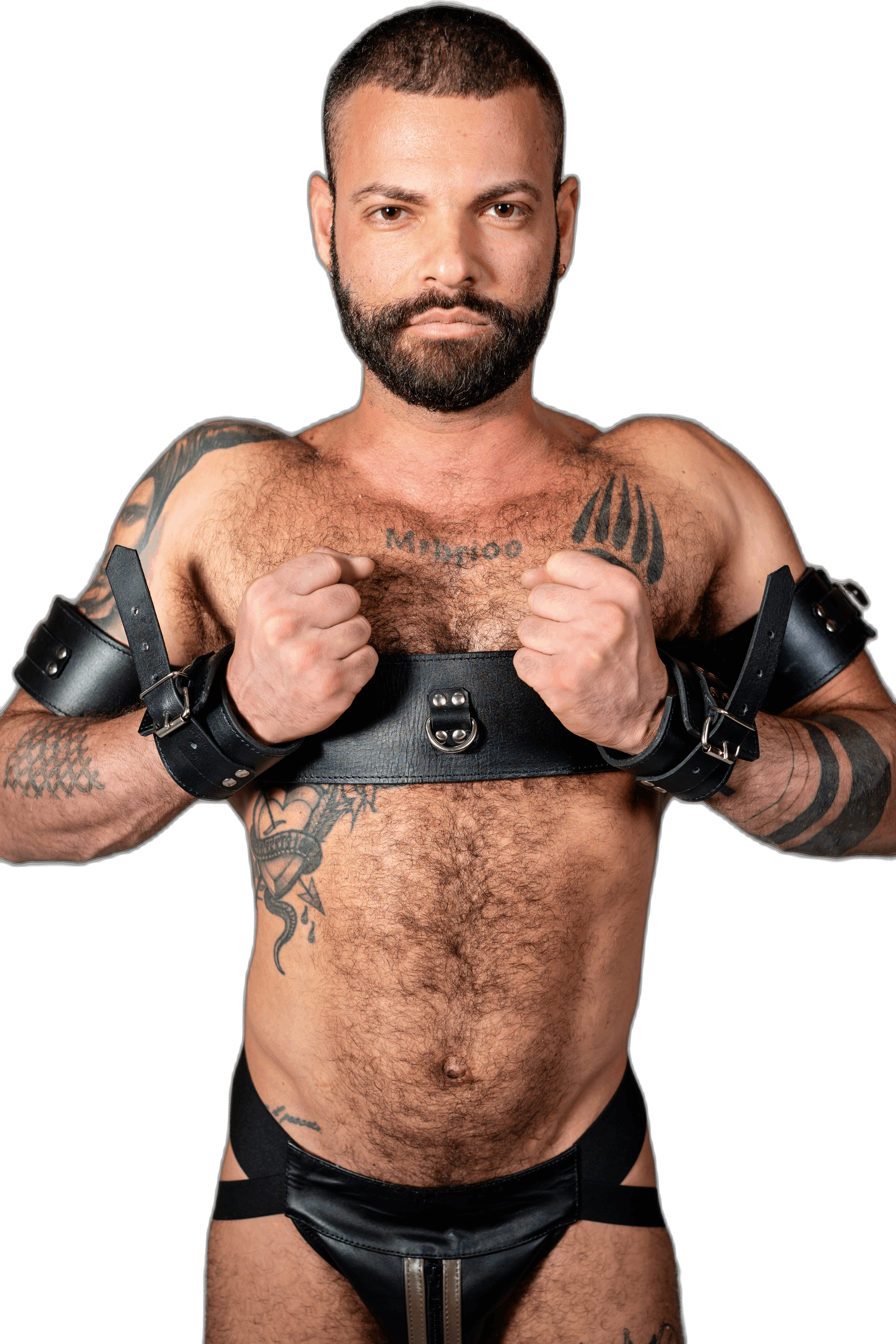 ruff GEAR Leather BOUND Arm Wrist Chest Restraint