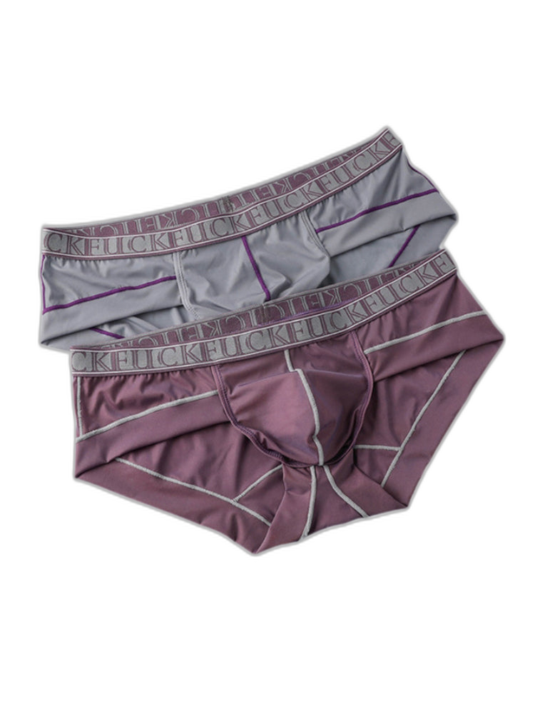 2 Pack Men's Ice-Silk Stretch Sports Briefs with 3D Pouch