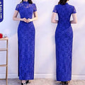 Retro-style modified dance cheongsam lace long high-slit dress