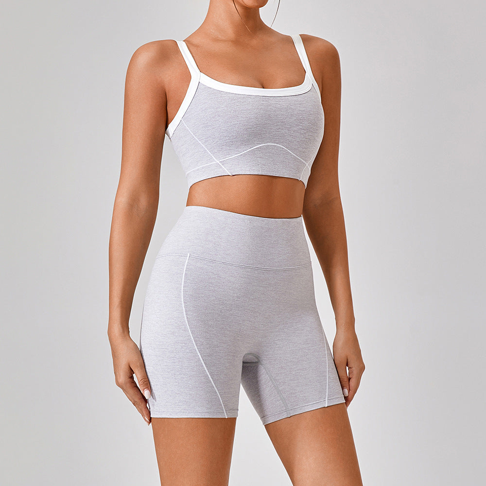 Outdoor Sports Yoga Suits Women's Spaghetti Strap Contrast Color Fitness Set Outfits