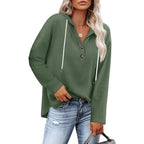 Women's Top V-neck Buttons Long-sleeved Sweater Shirt