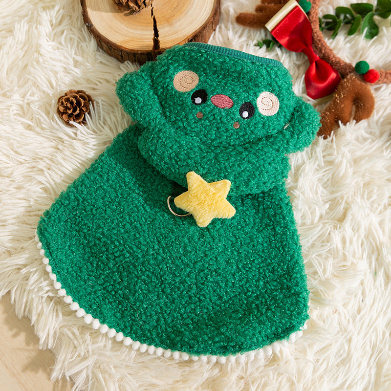 Cat Autumn And Winter Christmas Warm Thickened Reindeer Cape Small Dog Halloween Funny Pet Clothes