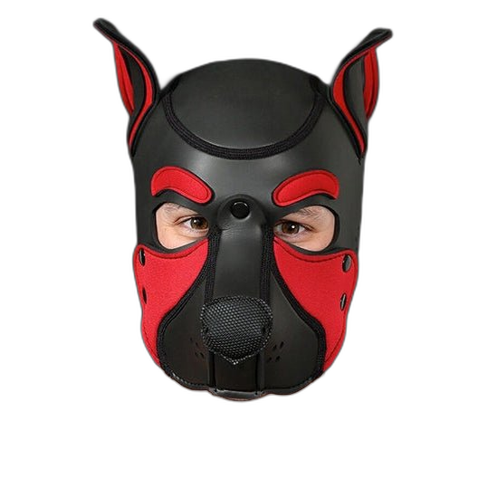 Mr S Leather NEOPRENE FRISKY Puppy Hood | Black & Red