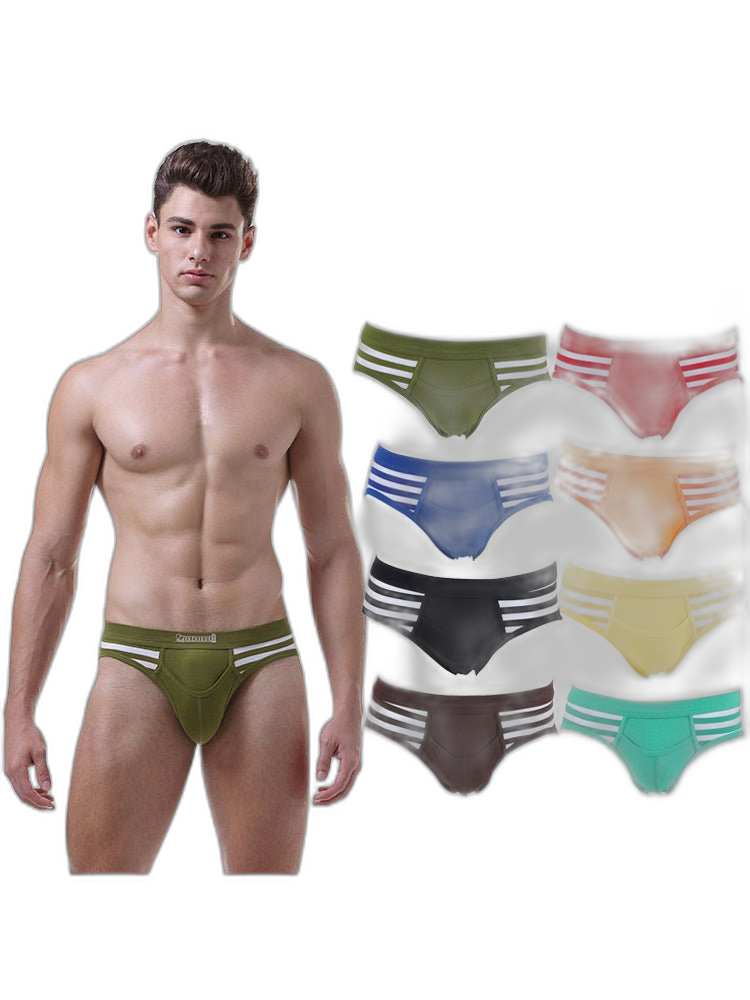 3 Pack Men's Mid-Rise Cotton Striped Briefs