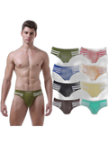 3 Pack Men's Mid-Rise Cotton Striped Briefs