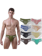 3 Pack Men's Mid-Rise Cotton Striped Briefs