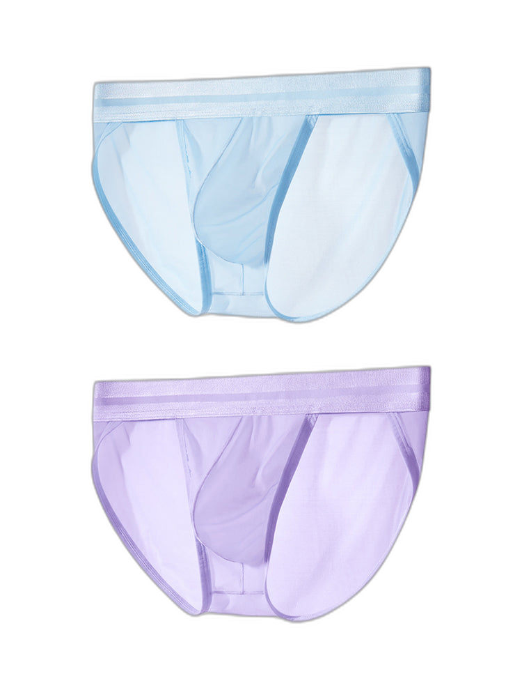 2 Pack Men's Ultra-Soft Ice Silk Quick-Dry Smooth Cooling Briefs