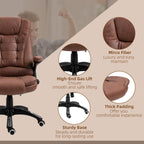 Vinsetto Massage Recliner Chair Heated Office Chair with Six Massage Points Microfiber Cloth 360\'c2\'b0 Swivel Wheels Brown