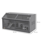 PawHut Hamster Cage, Wooden Small Animal Cage for Gerbils, Mice w/ Suspension Bridge, Openable Top, Hut, 85 x 45 x 44cm - Grey