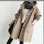 Women Windbreaker Jacket Casual Loose Button Pockets Hooded Quick Dry Windproof Waterproof Clothes For Outdoor Hiking Camping
